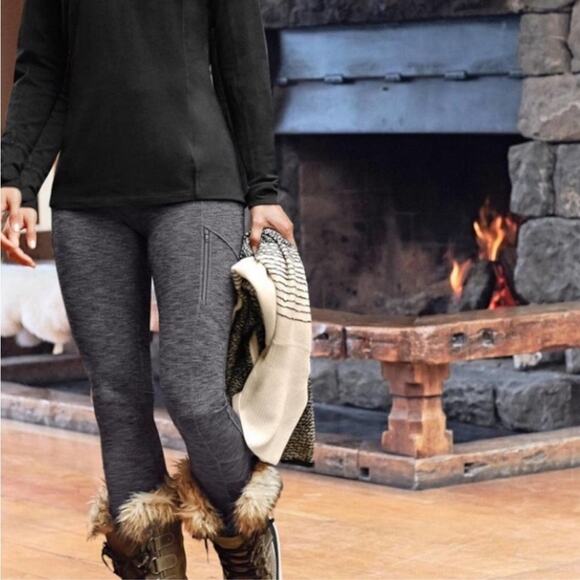 Athleta Gray Herringbone Sly Drifter Zippered Leggings XS EUC - Picture 11 of 11